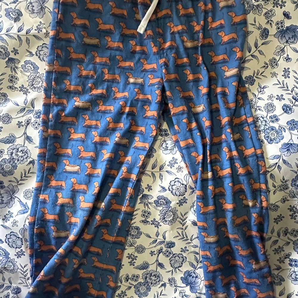 Vineyard Vines Kids Blue and Brown Dog Pajama Bottoms
